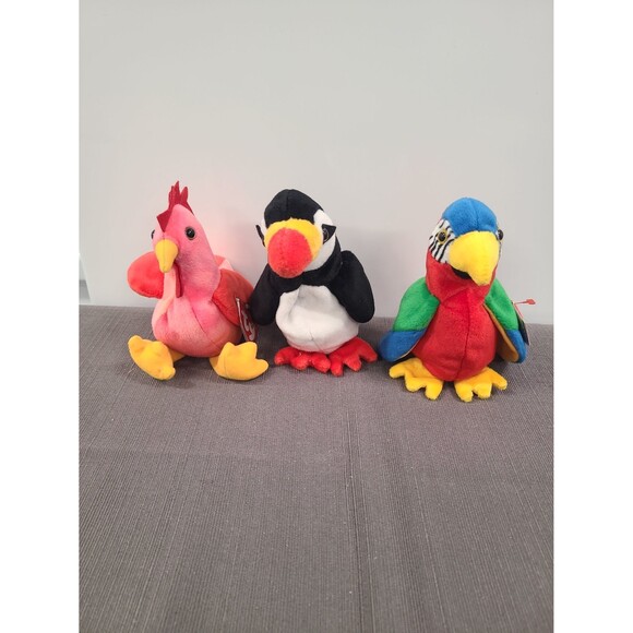 Ty Beanie Babies Strut, Puffer, and Jabber - Picture 1 of 4